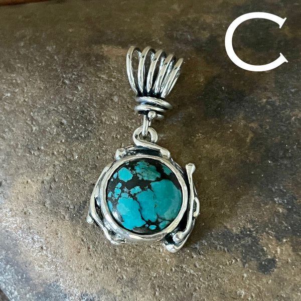 Turquoise Pendant with Vine Bail