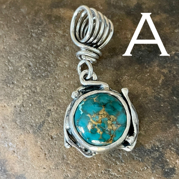 Turquoise Pendant with Vine Bail