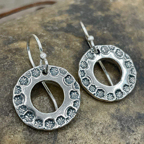 Floral Stamped Hoop Earrings