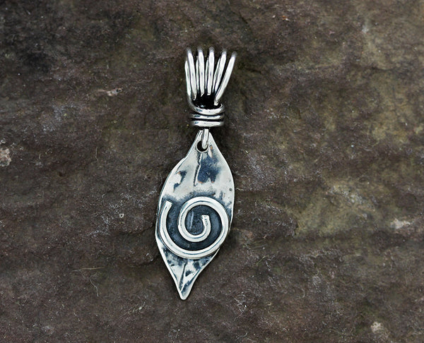 Sterling Silver Spiral Leaf Pendant