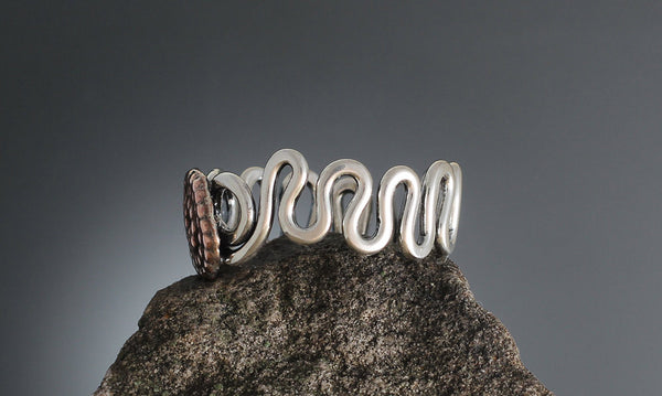 Abstract Vine Ring with Copper Beaded Spiral - Size 12