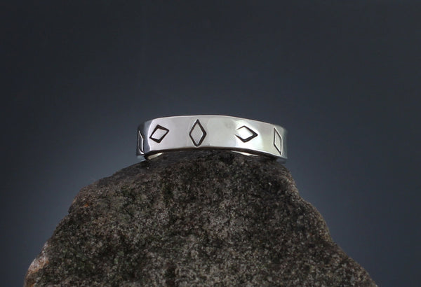 Diamond Stamped Ring - Size 8 1/4