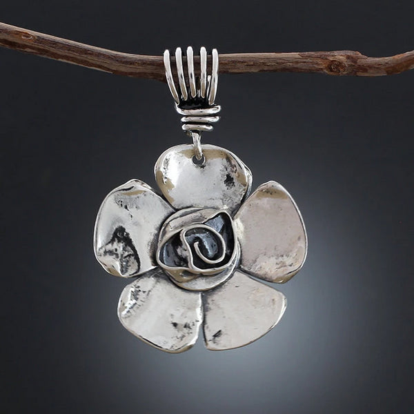 Sterling Silver Petal Rose Pendant