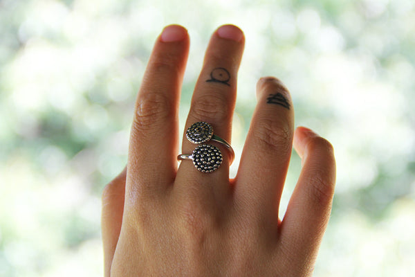 Beaded Spiral Flare Ring