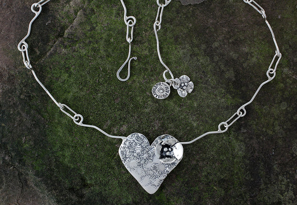 Heart with Dogwood Flower Necklace