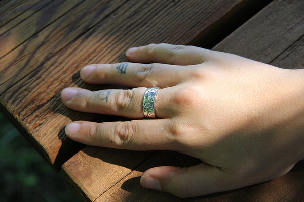 Diamond Stamped Ring - Size 8 1/4