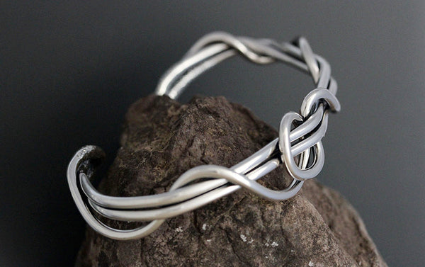 Sterling Silver Men's Wrapped Vine Cuff
