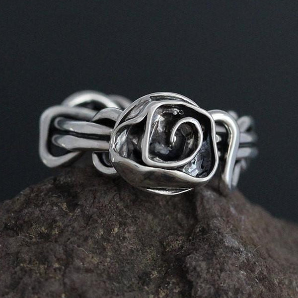 Sterling Silver Wrapped Vine Ring with Rose