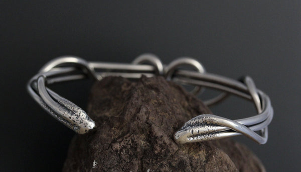 Sterling Silver Men's Wrapped Vine Cuff