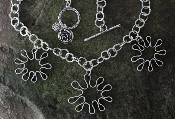 Sterling Silver Triple Mod Flower Necklace