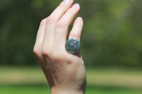 Large Beaded Spiral Ring